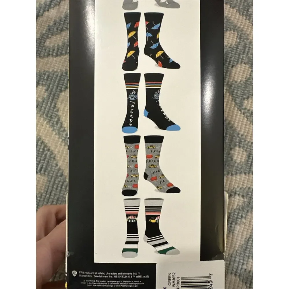 NEW Friends The TV Series Themed Casual CREW SOCKS 6-Pairs Men's Shoe Size‎ 8-12